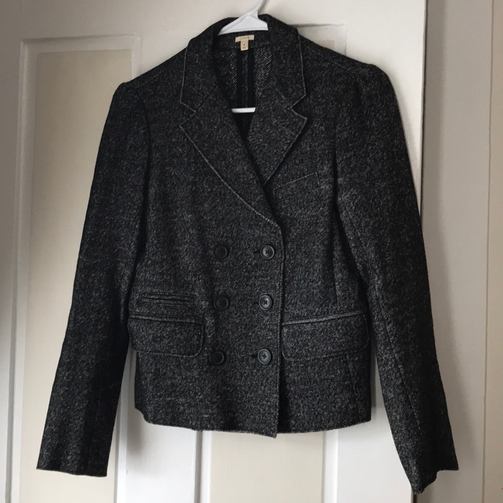 J. Crew tweed blazer size 4 black